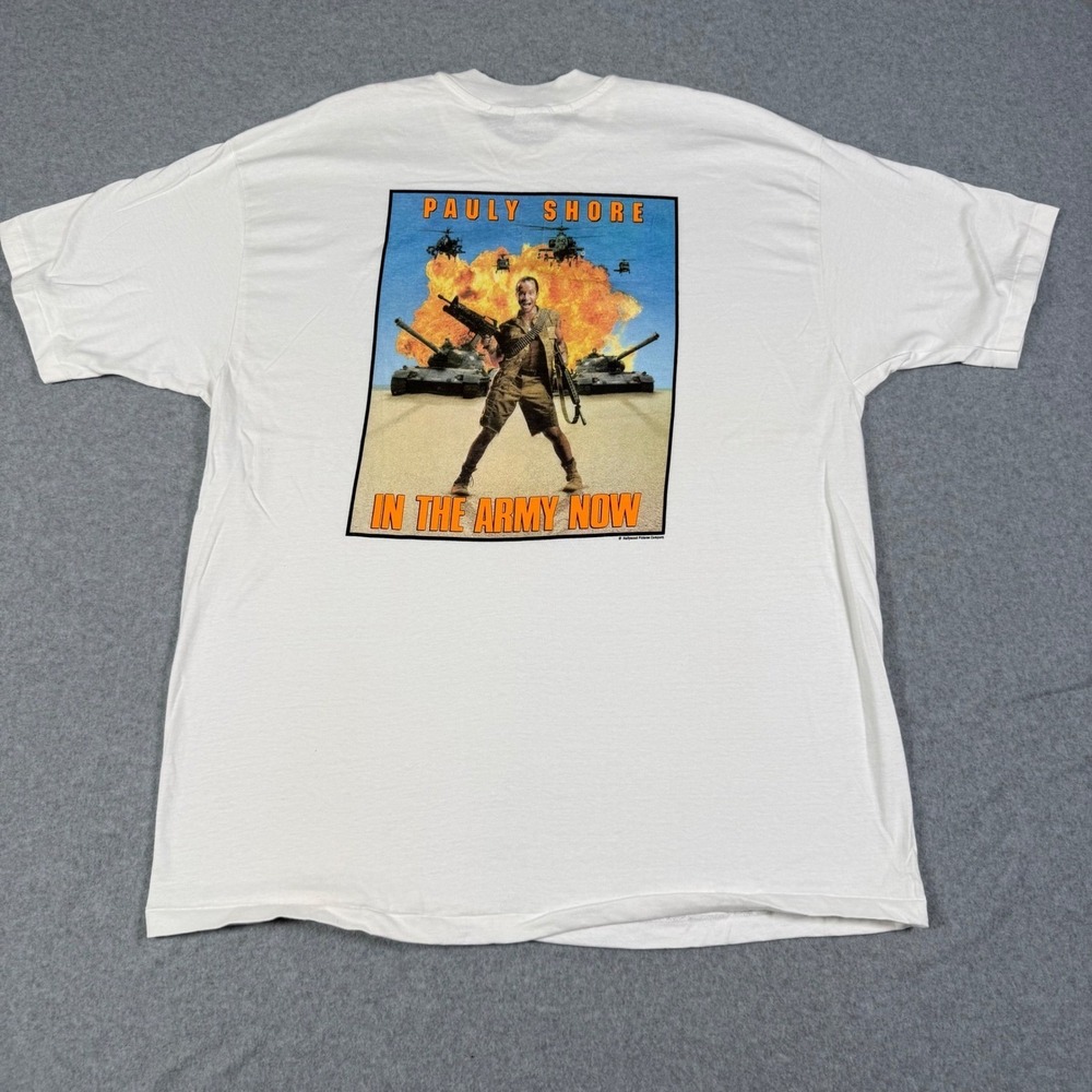 Vintage Pauly Shore In The Army Now Movie Promo T-Shirt Hanes Beefy-T White XL